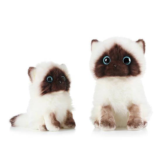 Cute Siamese Cat Plush Toy Soft Stuffed Animal Blue Sequins Eyes Brown White Face Decor Christmas Birthday New Year Present