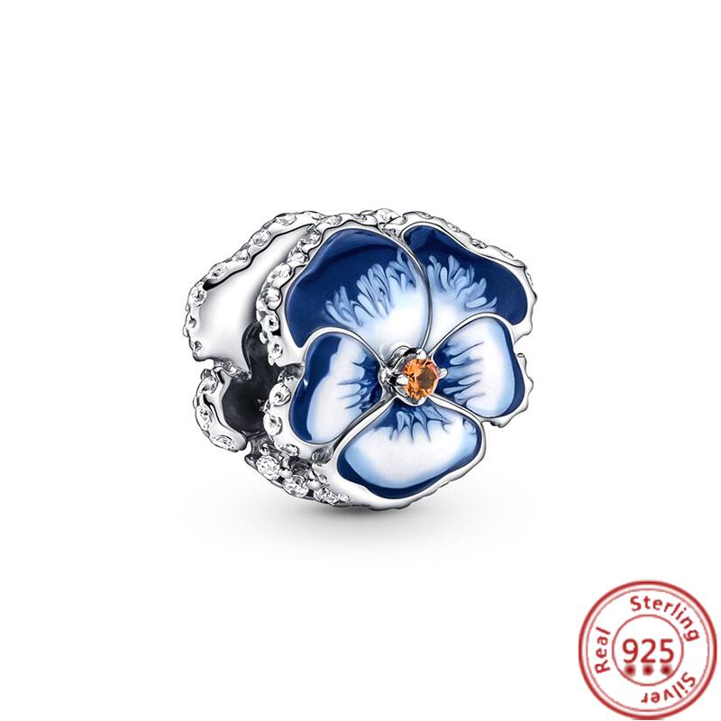 

Подходит для браслета Pantaro Изысканный циркон Подарок 925 медь Синее муранское стекло Подвеска-шарм в виде бабочки Зеленые листья монстеры Пальма Бусины 3mm-4mm