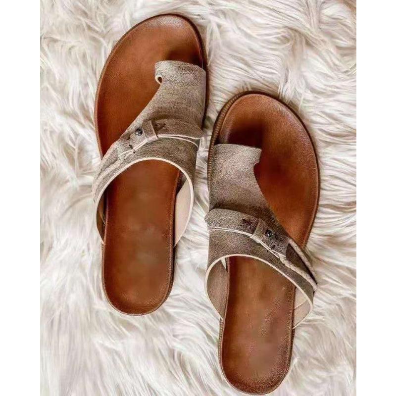 Large size cool slippers women's spring new flat-bottomed toe half slippers