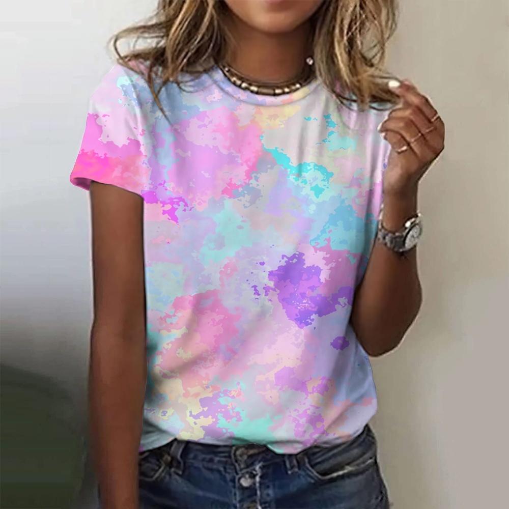 Fashionable Plus-Size 3D Printed Women's T-Shirt, New Summer Casual Street Short-Sleeve Round-Neck Top