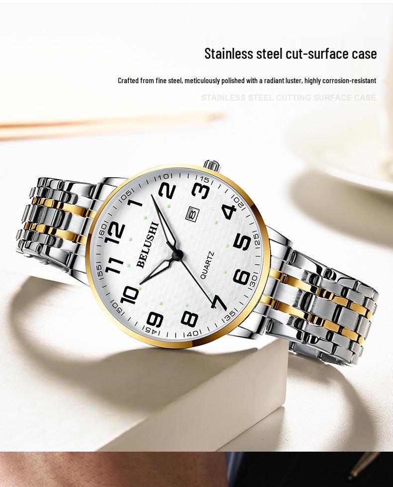 Selected Beroz Luminous Quartz Watches for Couples - Waterproof, Large Numbers, Suitable for Middle-Aged and Elderly Men