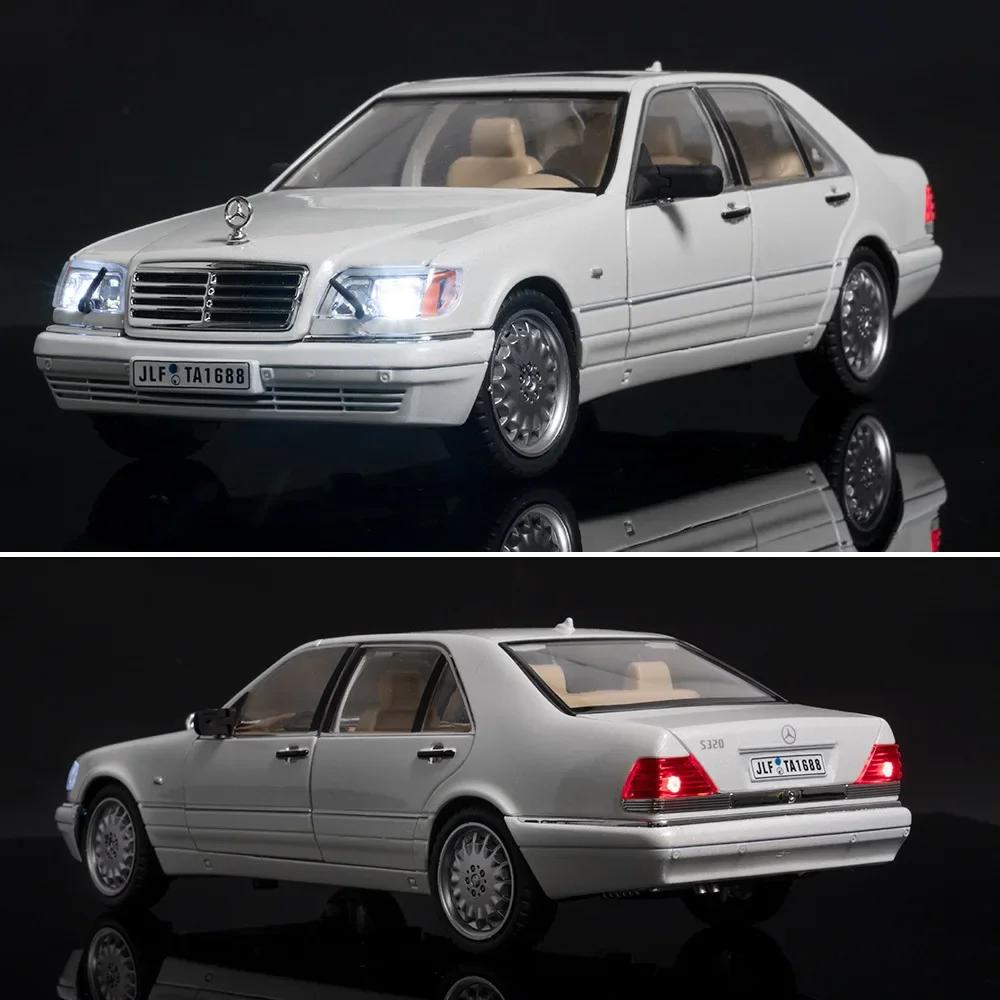 1:24 Mercedes-Benz W140 320SEL Mașină Clasică Model Mașină din Aliaj Sunet și Lumină Pull Back Jucărie pentru Copii Colecționabile Cadou de Ziua de Naștere C335