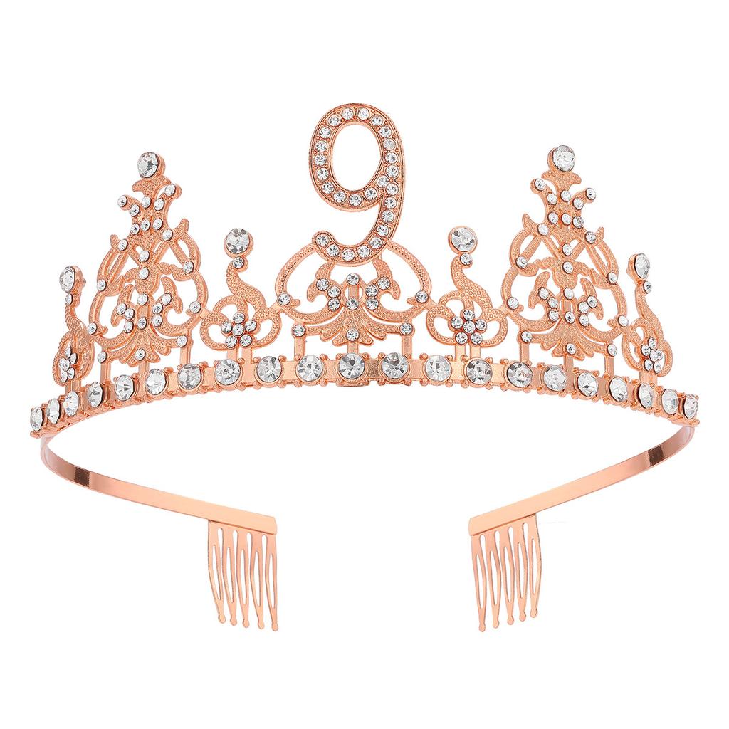 Fashion Alloy Digital Crown With Diamond Tiara 18Th Birthday Party Pearl Alloy Headband