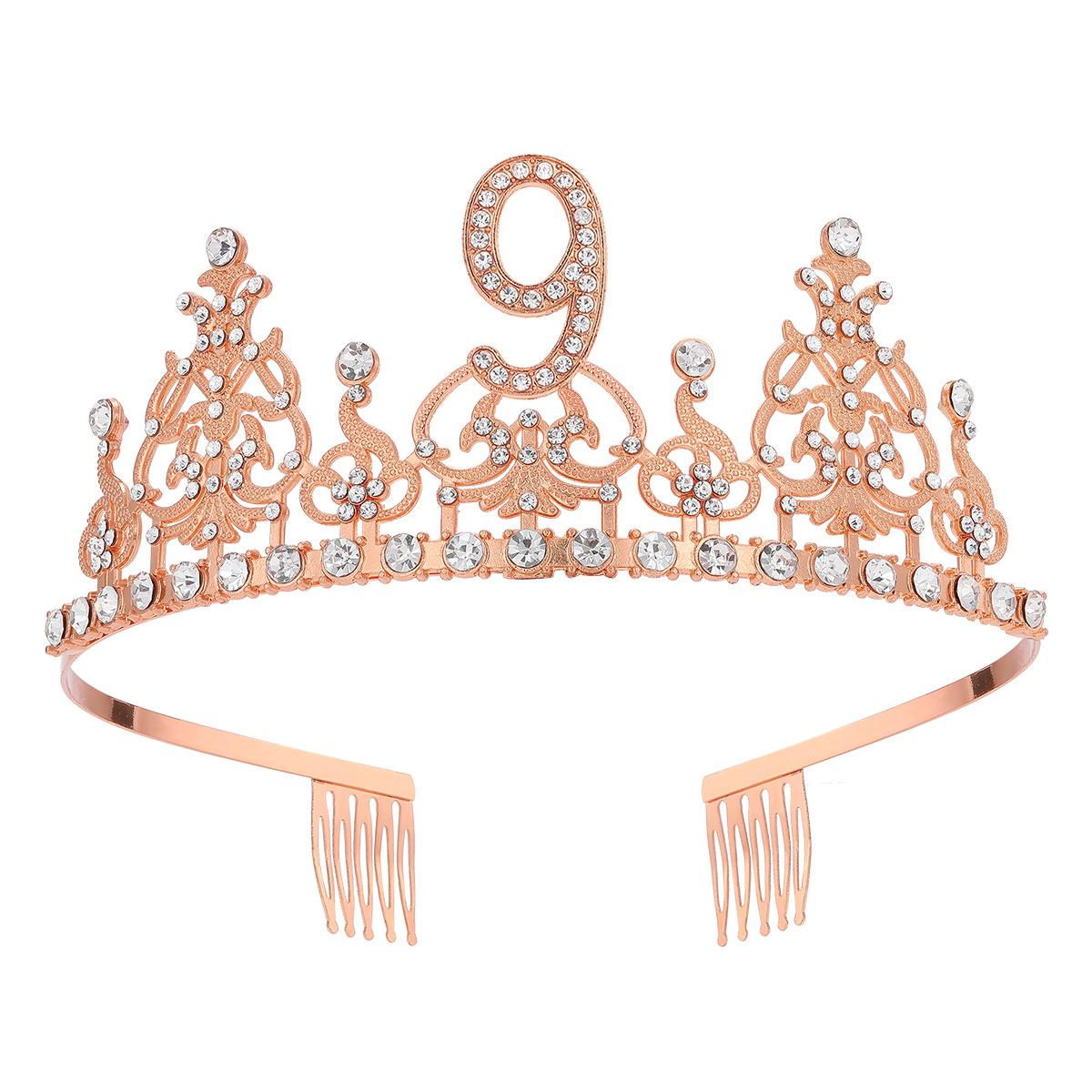 

Модная цифровая корона из сплава с бриллиантовой тиарой на 18-летие вечеринки по случаю дня рождения из жемчужного сплава