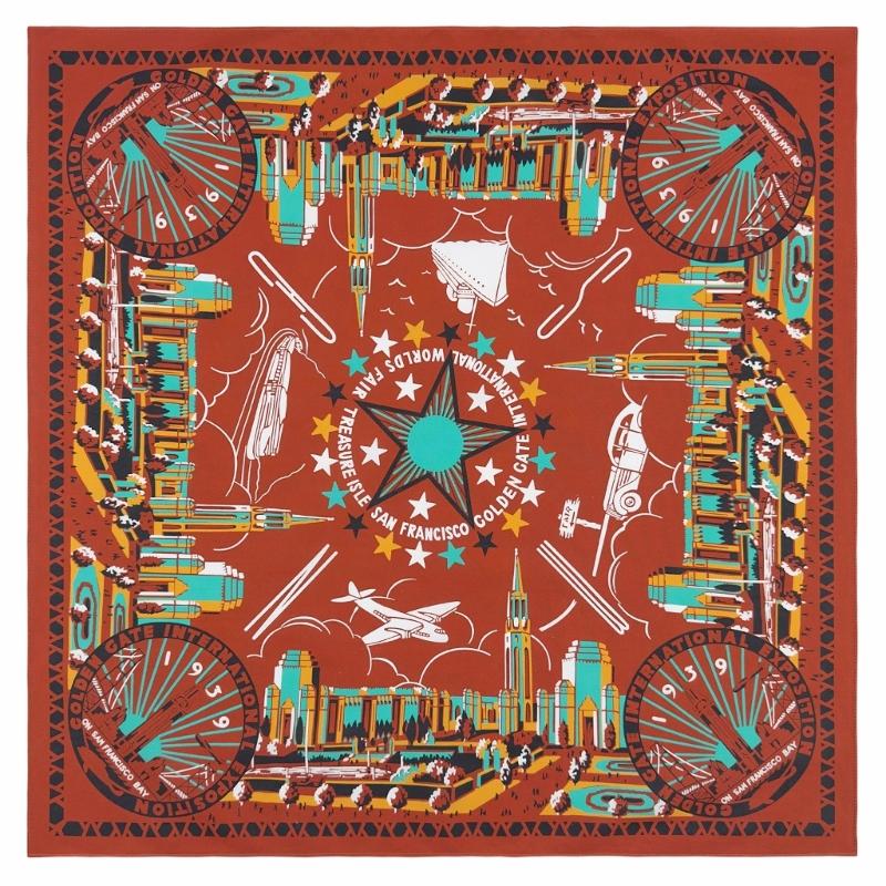 21'' Golden Gate Pattern Bandana Head Scarf for Women Men Square Turban Head Scarf Punk Head Wrap Headwear