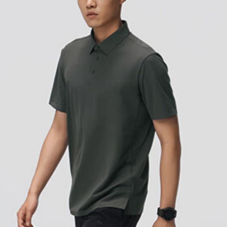 SAUCONY Letter Logo Urban Soft Short Sleeve Polo Shirt Men Polo Shirts Rock-Gray Military-Green SC2240075A-GE128