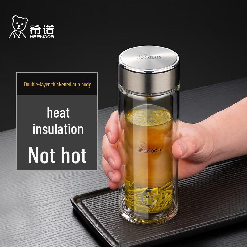 XINUO Double-Layer Anti-scald Antibacterial Glass Tea Cup