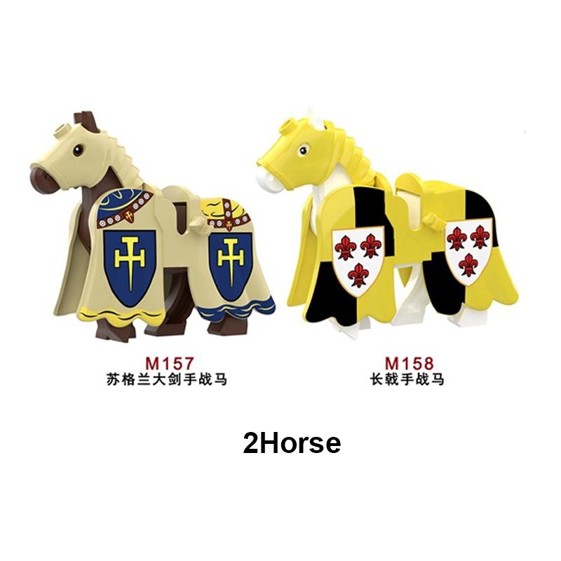 Military Building Blocks Medieval Solider Knights Equipments Mount War-Horse Wolf Flag Vests Shields Fiery Dragon Mini Brick Toy