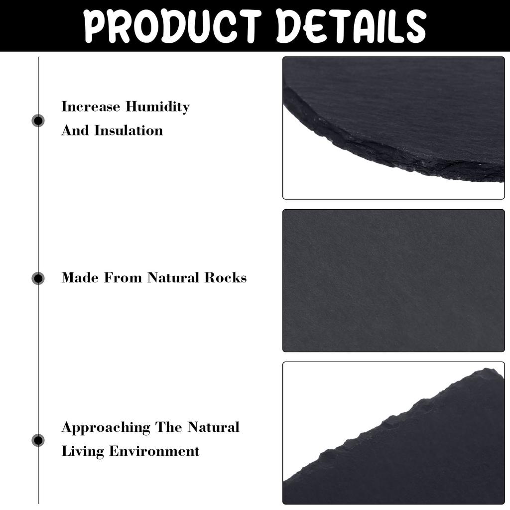 4 Pcs Reptile Basking Platform Tortoise Rock Plate Slate Reptile Basking Platform Feeding Dish Natural Rock Bathing Resting Plat