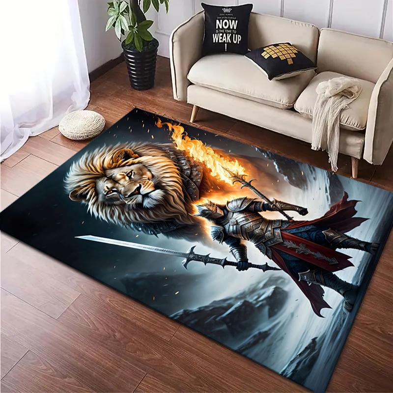 Tappeto Tappetino Stampato con Motivo Leone 1Pz per Soggiorno Camera da Letto Casa Decorazione Divano, Tappetino Antiscivolo Tappetino per Pavimento