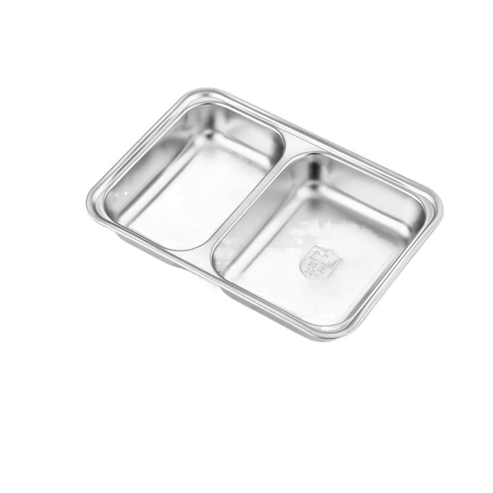 

Stackable Fast Food Plate Divided Breakfast Plate Rectangular Stainless Steel Dinner Plate Canteen Small 2 Girds