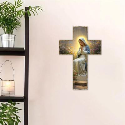 Antiker Holzkreuz Wandkreuz Heimdeko Für Flurwände 30x20cm Flach 2D Holzkreuz Jesus Christlicher Gläubiger Familien Dekora Q0U9