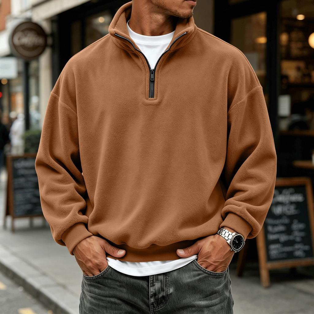 Men's Pullover Sweatshirt with Collar Long Sleeve Casual