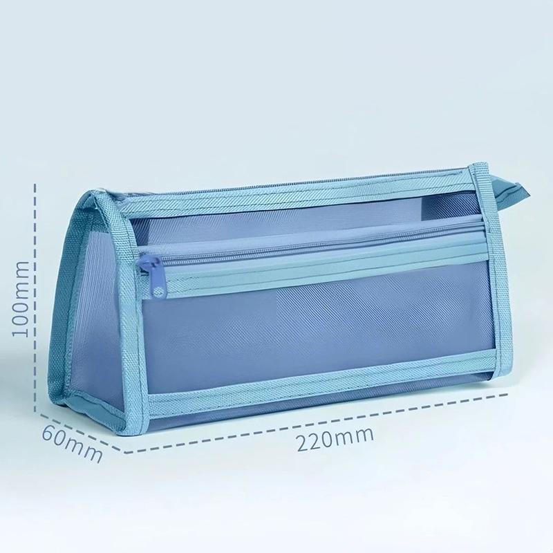 Transparent Mesh Pencil Case Examination-specific Stationery Bag Pencil Case Double-layer Large-capacity Stationery Box