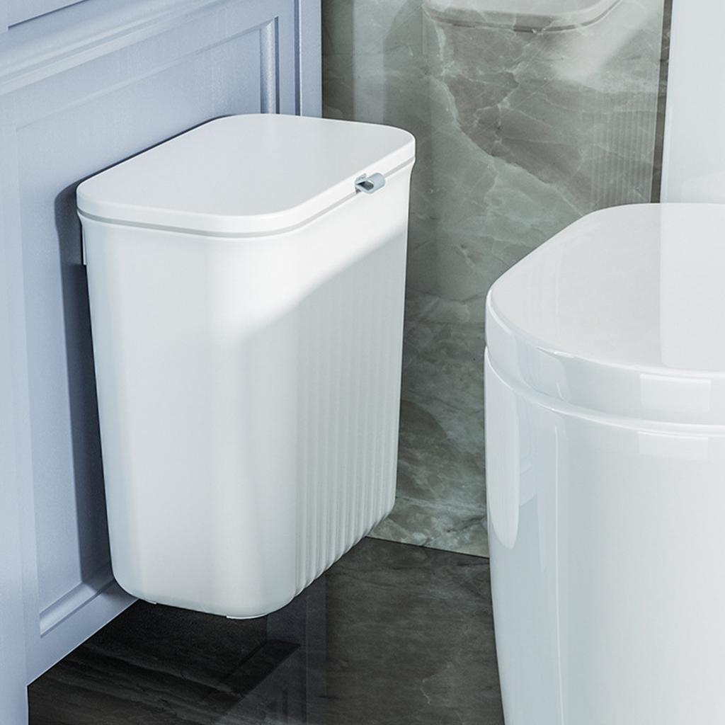 Wall Mounted Garbage Can Multipurpose Plastic Slim Trash Bin with Lid for Bathroom Kitchen Bedroom