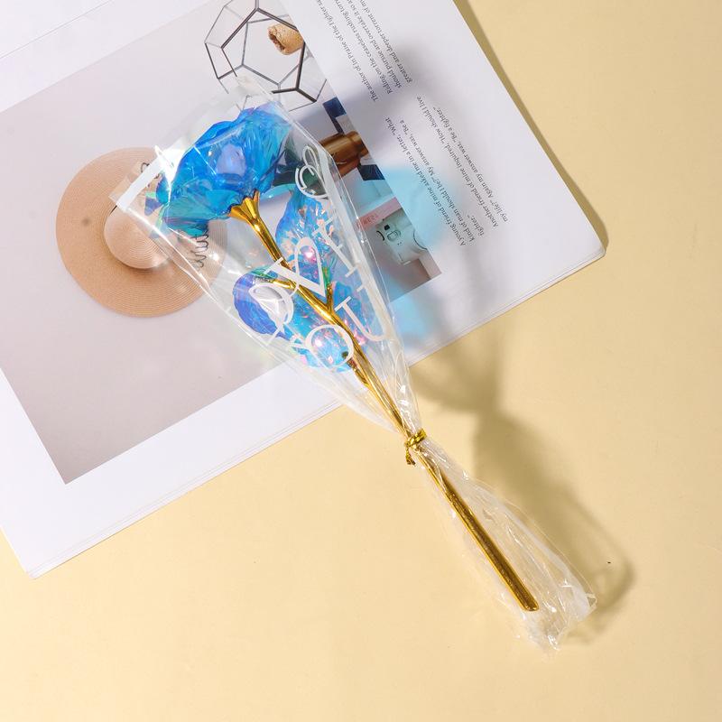 

Single Gold Foil Rose Flower Gift for Valentine Day Long Stem Decorative Artificial Rose with Leaf and Stem for Home Office Decoration One Size