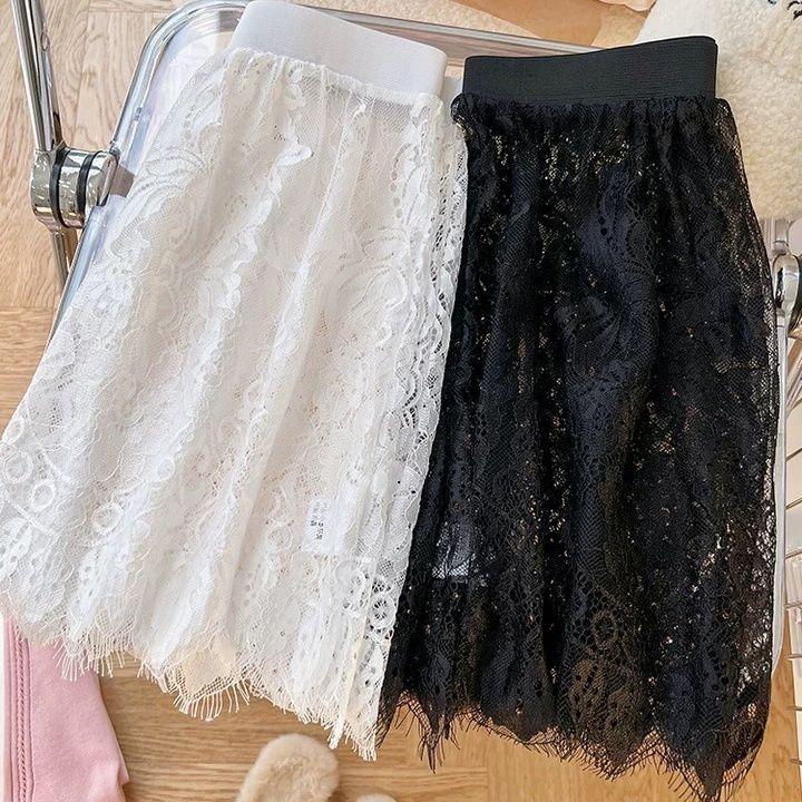 Spring and Autumn Women's Plus Size Layered Lace Hip-Covering Short Skirt Apron