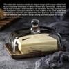 Wooden Butter Dish with Glass Cover Cheese Storage Box for Kitchen, Baking Tools Snack Organizer