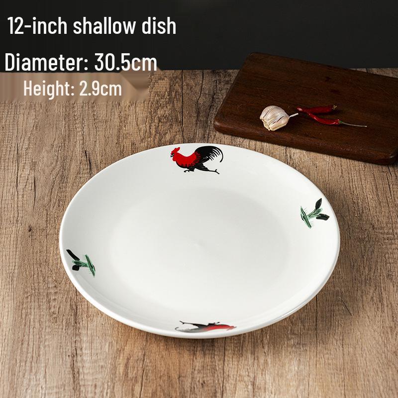 Rooster Series Traditional Oval Ceramic Fish Plate for Hotels & Restaurants
