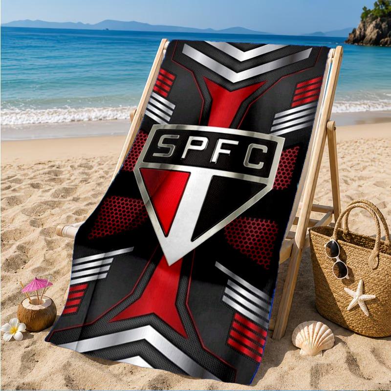 Pau-lo Fc Emblem Printed Microfiber Beach Towel, Soft And Absorbent, Quick-Dry, Ideal for Summer Travel, Beach Essential, Swimming Pool