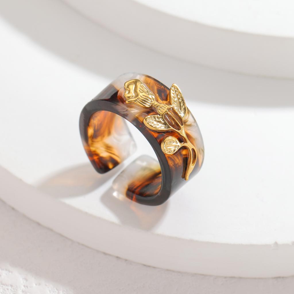 Stainless Steel Romantic Flower Butterfly Rings for Women  Coloful Adjustable Open Ring Daily Jewelry Gift Accessories