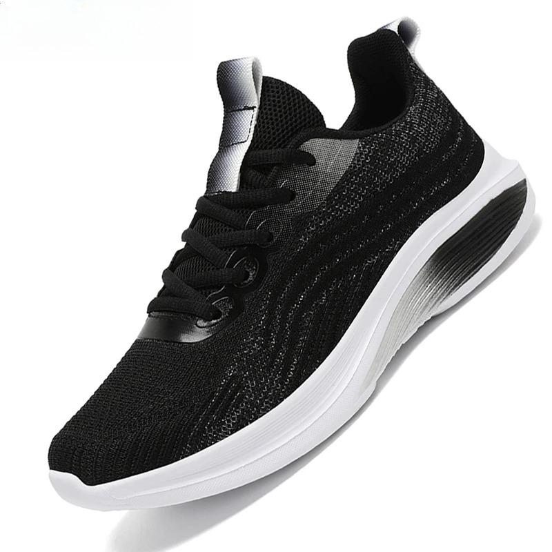 Breathable Knitted Running Shoes Unisex Lightweight Soft Sole Sneakers Non-slip Comfort Casual Trainers for Jogging Walking Fitness
