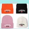 Canada Maple Leaf Knitted Hat With Embroidered Letters For Winter Outdoor Cold Weather Men