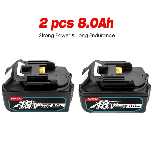 With Charger Bl1860 Rechargeable Batteries18v 8000mah Lithium Ion For Makita 18v Battery 8ah Bl1840 Bl1850 Bl1830 Bl1860b Lxt400