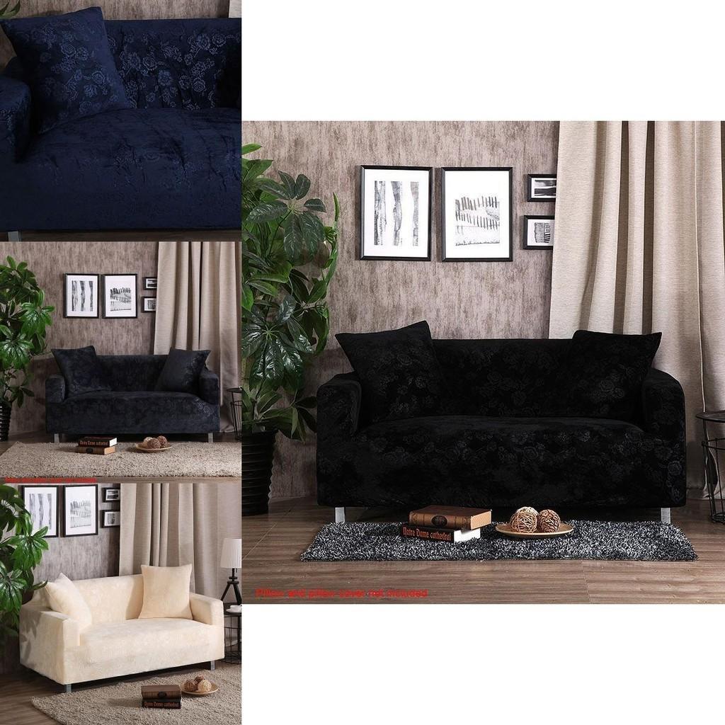 Luxurious Stretch Velvet Sofa Cover Slipcover Soft Embossing Flower Nonslip Wrinkle Resistant