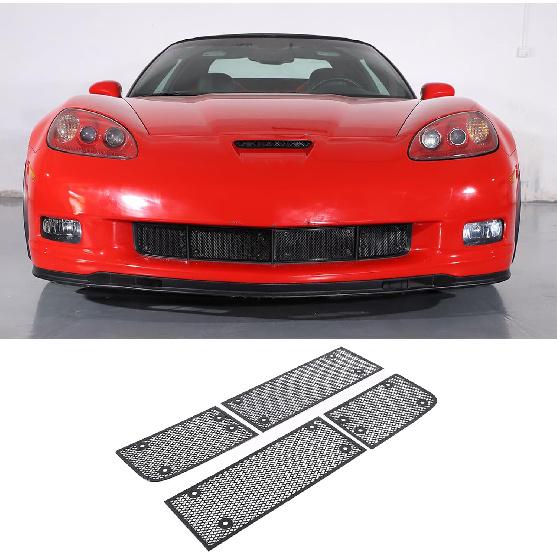 Front Intake Grill Guards Mesh Compatible with Chevy Corvette C6 2005-2013, Stainless Steel Car Grill Mesh Automotive Grille Insert Bumper Front чёрный
