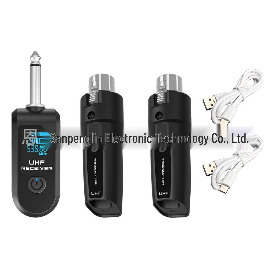 Wireless System Power Amplifier with Transmitter, Receiver, Dynamic Microphone, and Condenser for Musical Instruments.