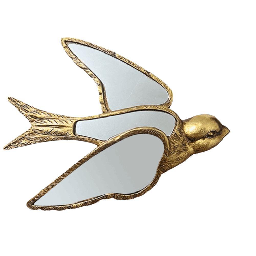 Vintage Wall Decoration Retro Style Resin Decorative Mirror Swallow Wall Carving  Living Room