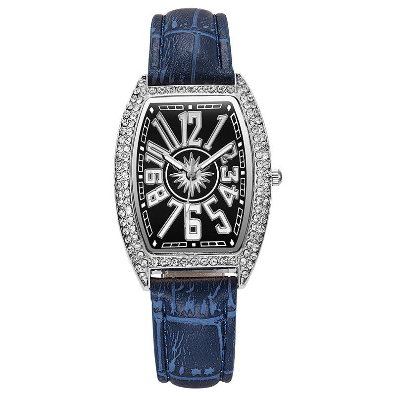 

Женские ретро винтажные наручные часы Tonneau Crystal Mutli с бриллиантовой инкрустацией типа бочонка, большие цифровые фасетные наручные часы OneSize