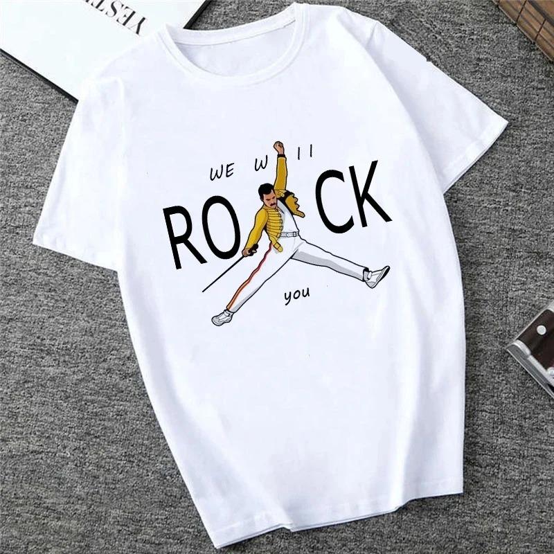 Freddie The Queen Tričko Bílé Módní Dámská Trička Harajuku Kawaii Oblečení Krátký Rukáv Letní Tričko Ležérní Dámský Top O-výstřih