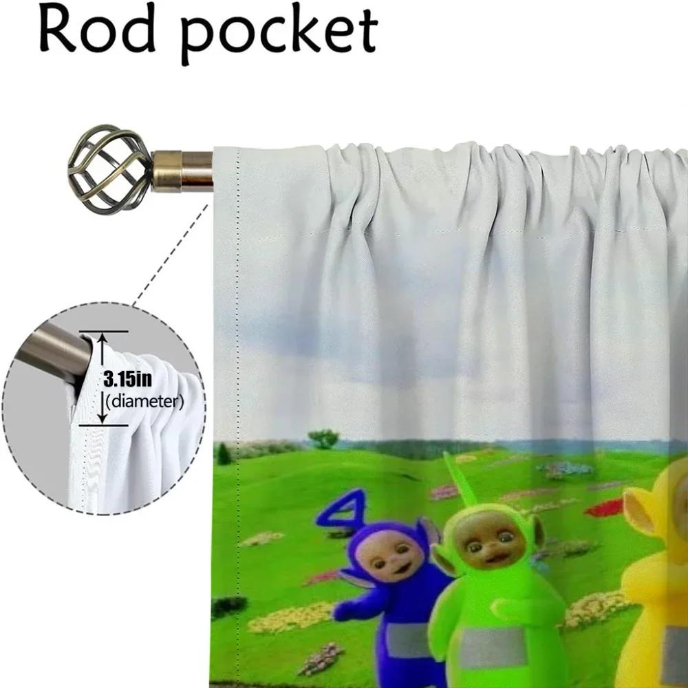 Modern Living Room Curtains 2 Pieces Teletubbies Shades Blackout Curtain for Room 2 Panel Halloween Decoration Tulle for Bedroom