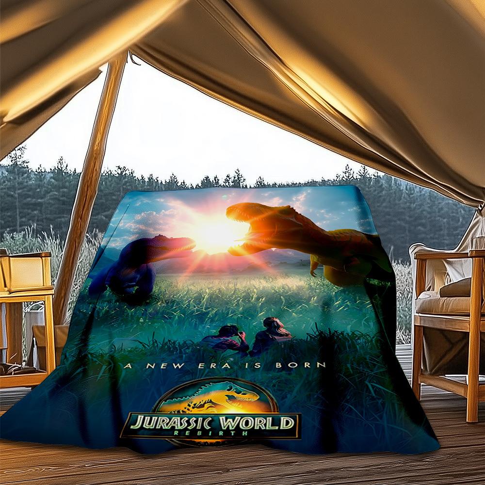 1pc Jurassic World Outdoor Flannel Blanket, Cozy & Warm Soft Te Playful Design, Napping Camping,