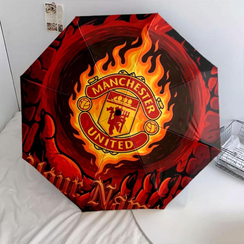 1 PC Automatic Folding Umbrella - Manchester United F Custom Name Pattern, Portable & Foldable Design with 8 Ribs, Christmas Birthday Gifts