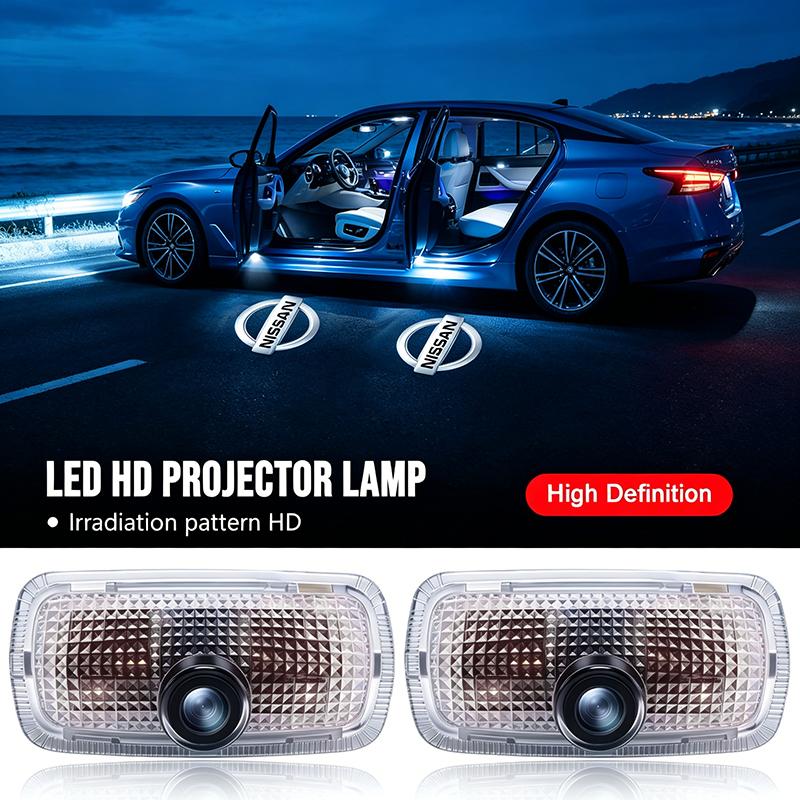 2pcs/set No Fade 3D LED Car Door Welcome Light Car Door Logo For Nissan Nismo Almera Tiida Juke Teana Qashqai 350Z 370Z GTR X Trail T32 T31