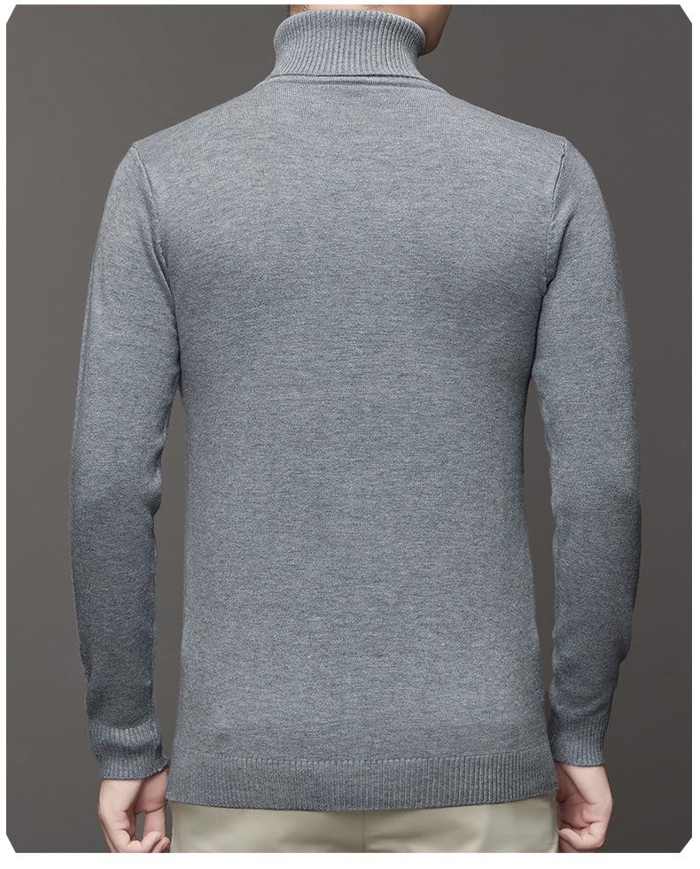 Men's Fashion Anti-Pill Turtleneck Sweater - Trendy Solid Color Knit, Long Sleeve Bottoming Shirt