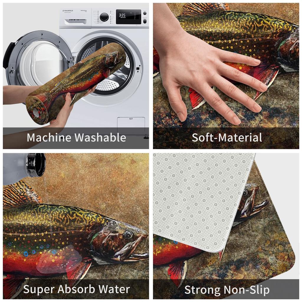 Spawning Male Brook Trout Anti-slip Doormat Floor Mat Sand Scraping Carpet Rug for Kitchen Entrance Home Balcony Footpad Mats