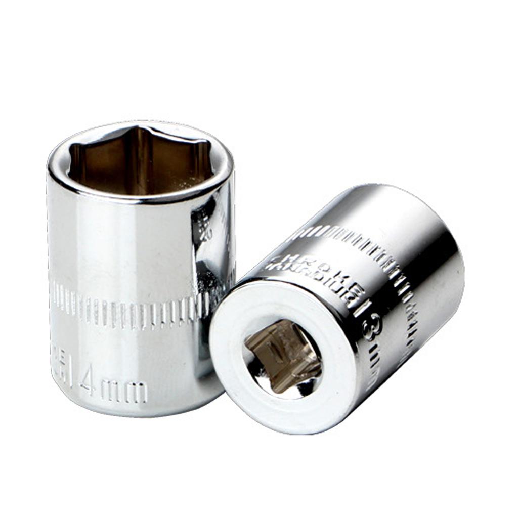 Essential Short Socket Spanner 1/4Inch Drive 6 Point Metric 4mm-14mm Selection for Profession Use Mechanical Repair Tool