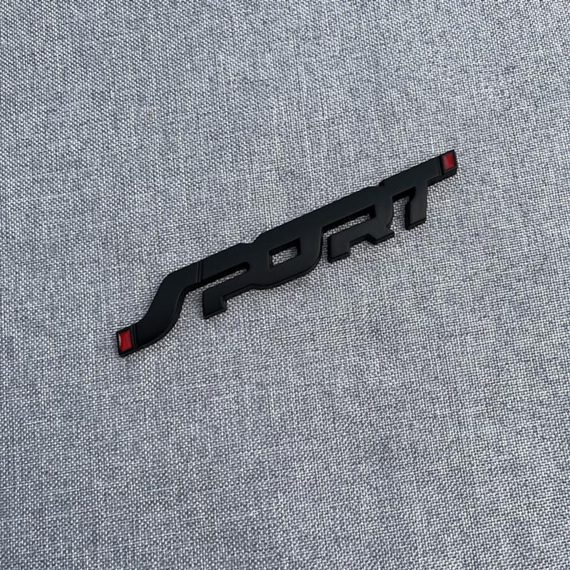 3D Metal Black Logo Sport Emblem Letters Sticker Car Front Grill Badge Trunk Decal For Sport Sticker Accessories