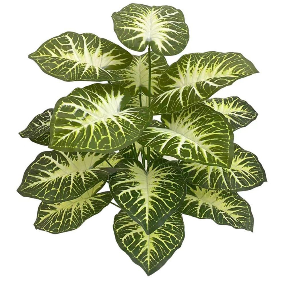 18 Leaves Artificial Tropical Taro Leaf Lifelike Green Taro Leaves  Office Desktop Decoration