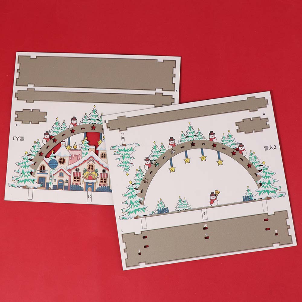 Handmade Xmas Village House Santa Claus Christmas DIY Assemble Christmas Wooden Ornament  Christmas