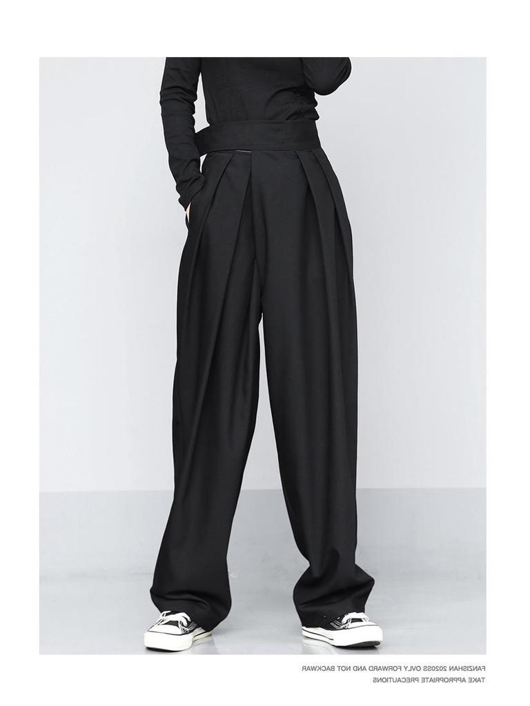 2024 Early Spring Women's High-Waisted Wide-Leg Casual Pants with Velcro