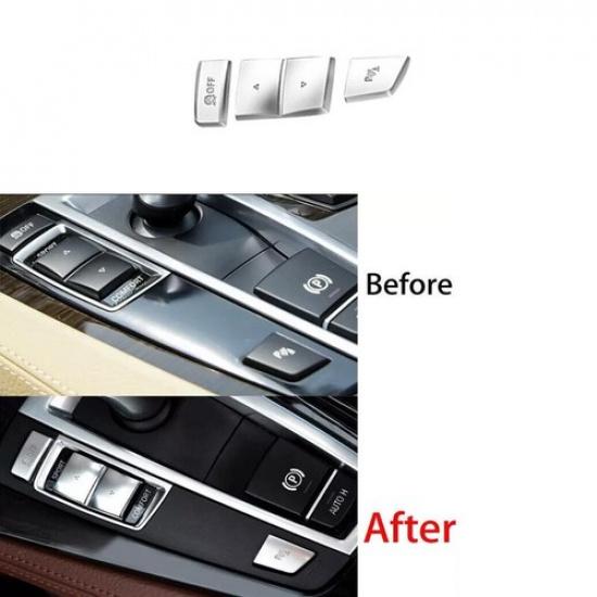 Matte Silver 2009-15 For BMW 7 Series Console Gear Shift Side Button Cover Trim