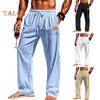 Pantalones casuales holgados de color liso para hombre, con cintura con cordón, para fitness, running y actividades al aire libre.