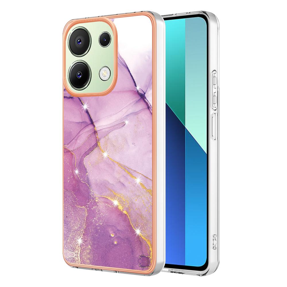 For Xiaomi Redmi Note 13 4G TPU Case with IMD Marble Pattern Electroplated Back Cover