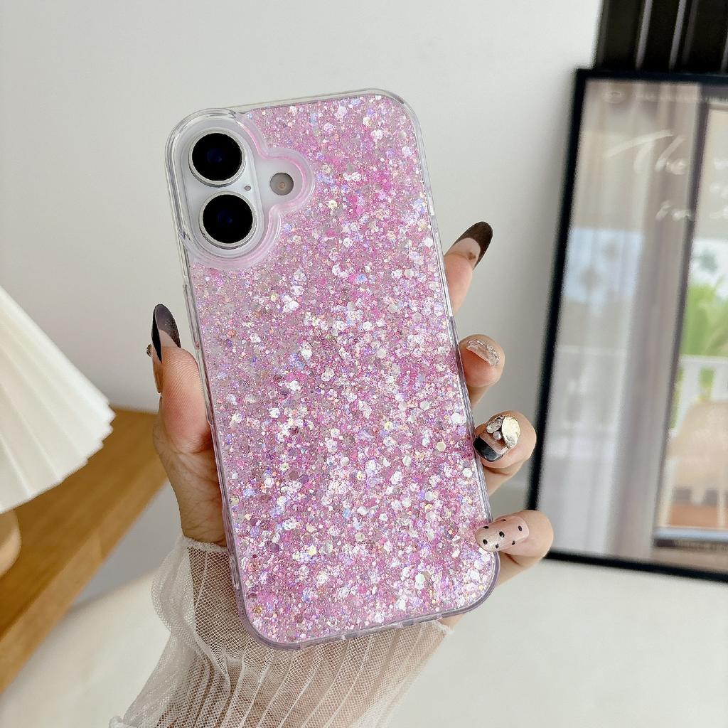 For iPhone 17 Case TPU Drop Protection Epoxy Glittery Sequins Phone Cover