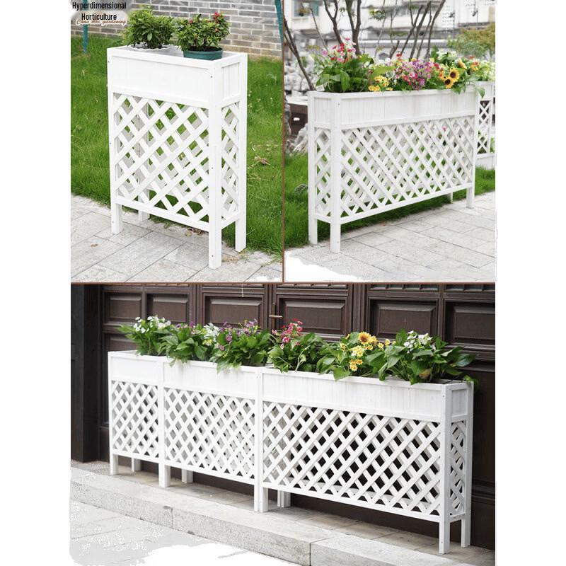 Shixun Outdoor Rectangular Wood Planter with Trellis